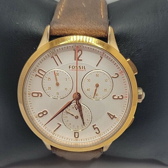 FOSSIL CH3016 Women's Brown Leather Analog Dial Quartz Genuine Wrist Watch BC265 - Picture 1 of 11